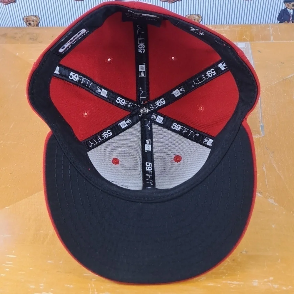 Texas Rangers MLB coach issued Tim Hyers red & white fitted 7 1/4 baseball hat